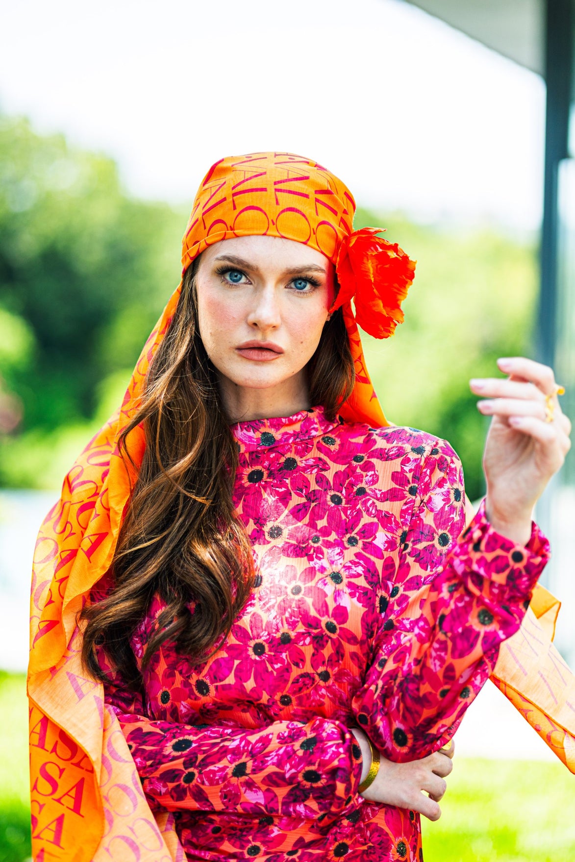 Monogram Desen Şal / Orange
