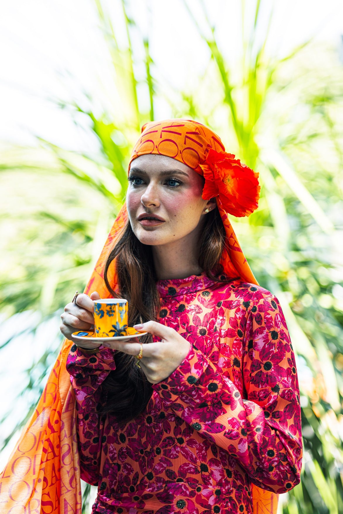 Monogram Desen Şal / Orange