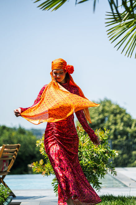 Monogram Desen Şal / Orange