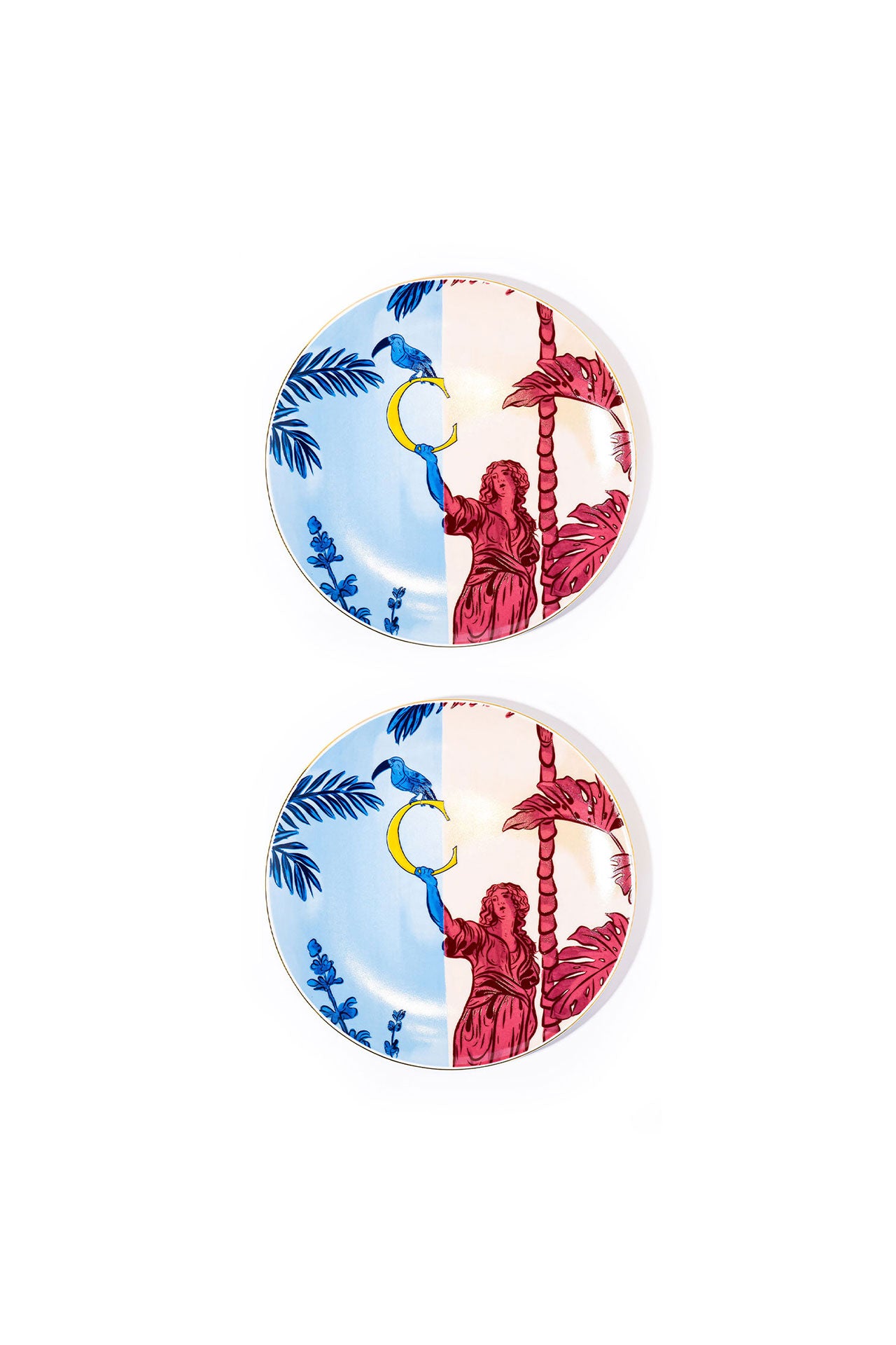 Signature Burgundy & Blue Servis Tabak (2'li Set)