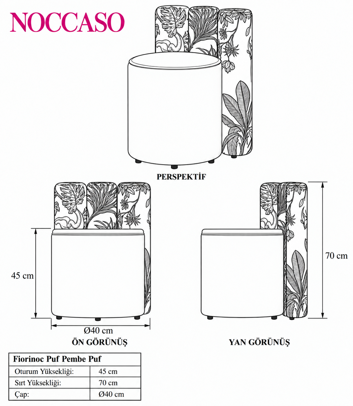 Fiorinoc Puf Pembe