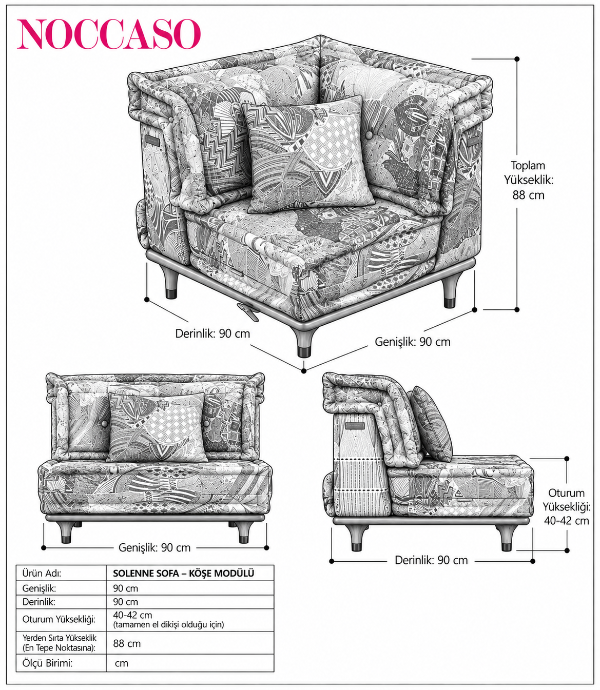Solenne Sofa – Köşe Modülü