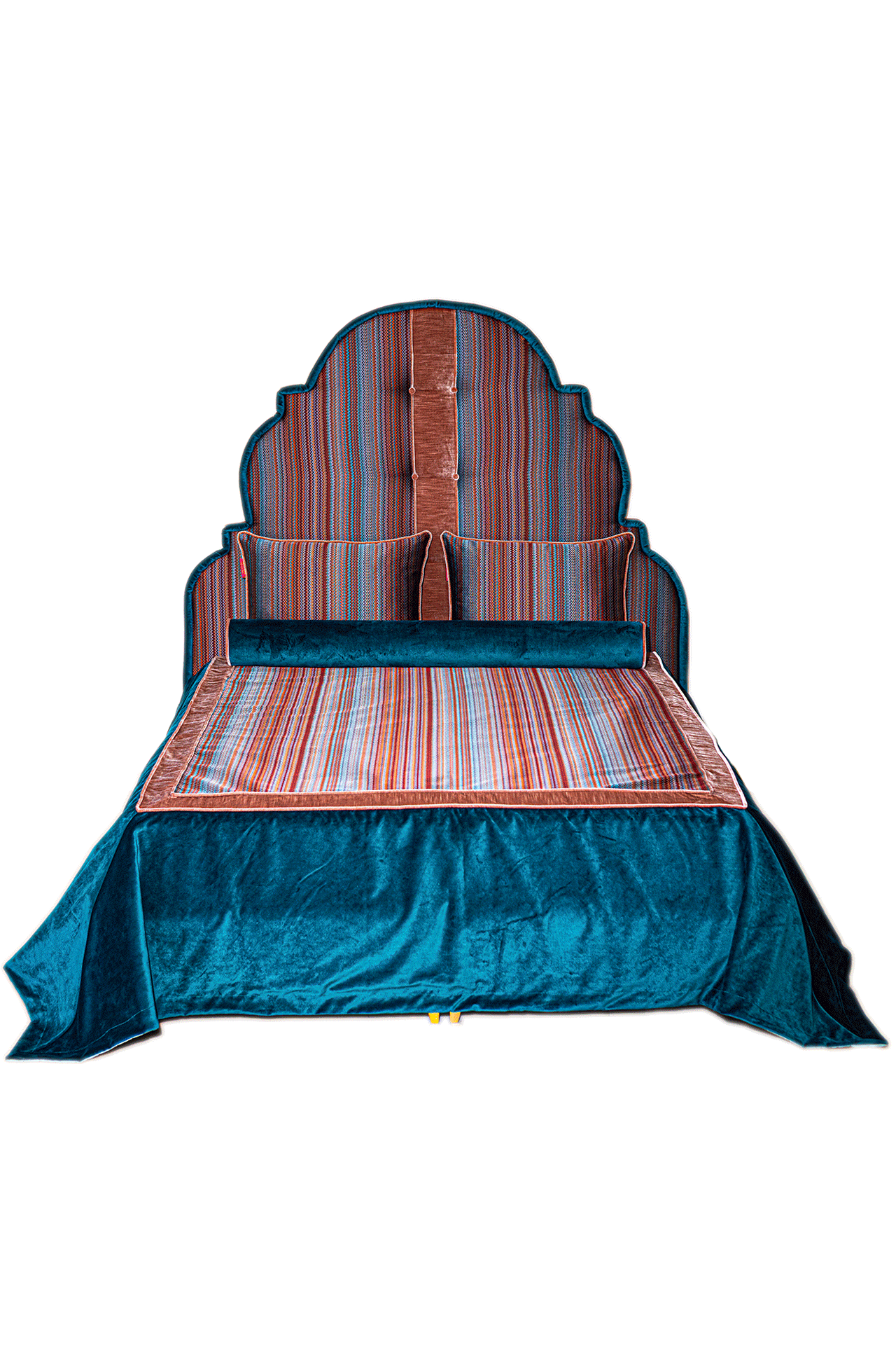 Royal Loom Blue Zigzag Yatak Başlık Ve Bazası