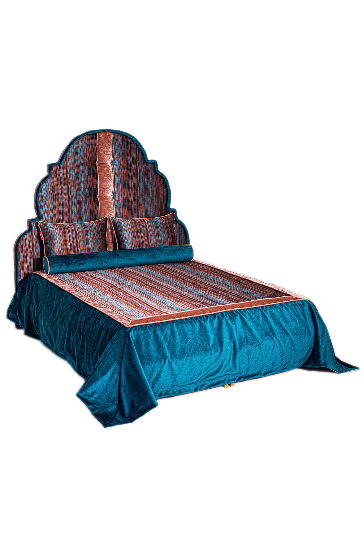 Royal Loom Blue Zigzag Yatak Başlık Ve Bazası