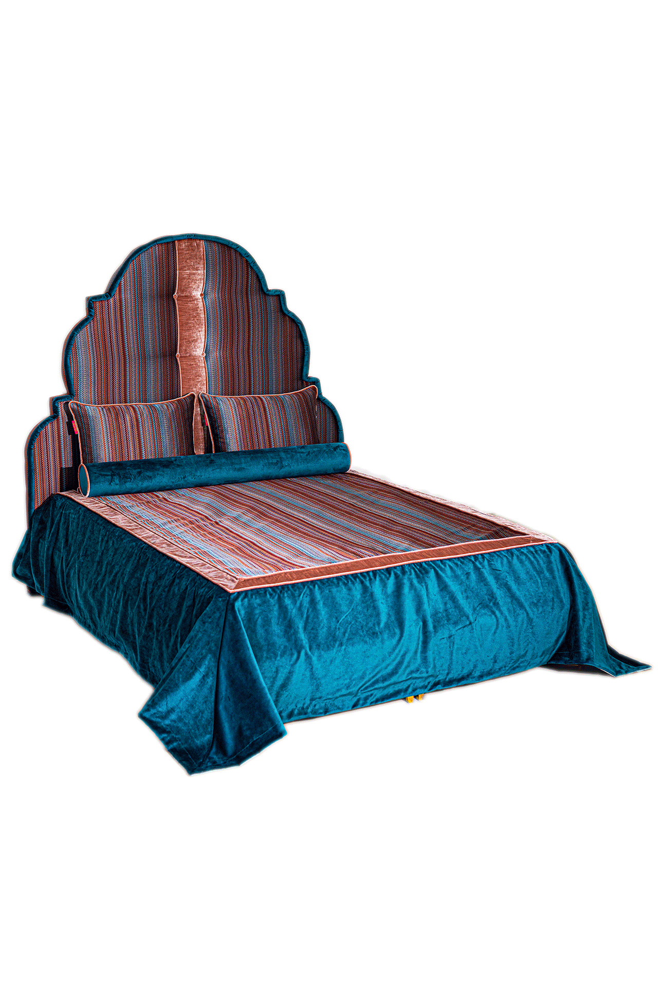Royal Loom Blue Zigzag Yatak Başlık Ve Bazası