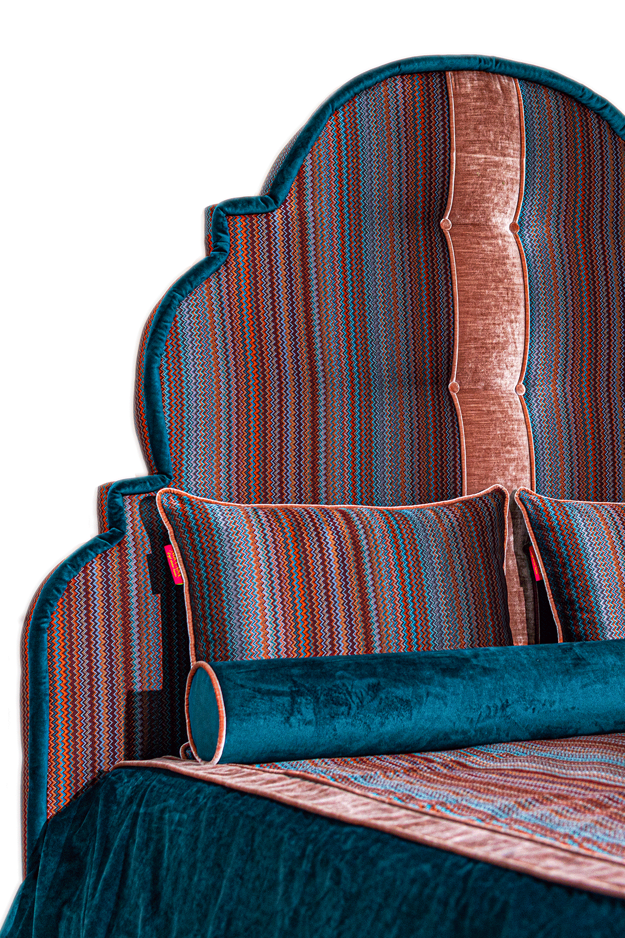 Royal Loom Blue Zigzag Yatak Başlık Ve Bazası