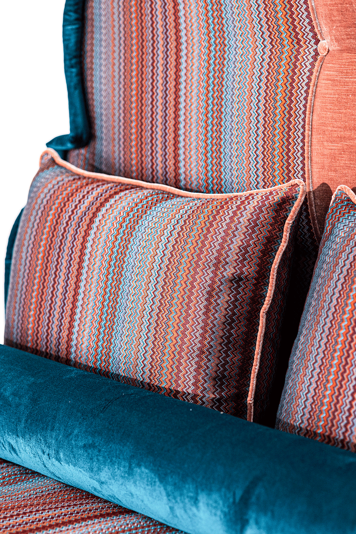 Royal Loom Blue Zigzag Yatak Başlık Ve Bazası