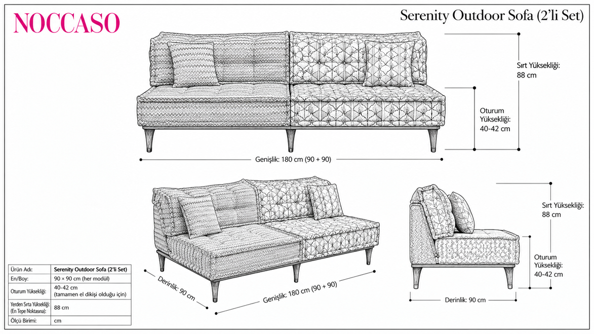 Serenity Outdoor Sofa (2'li Set)