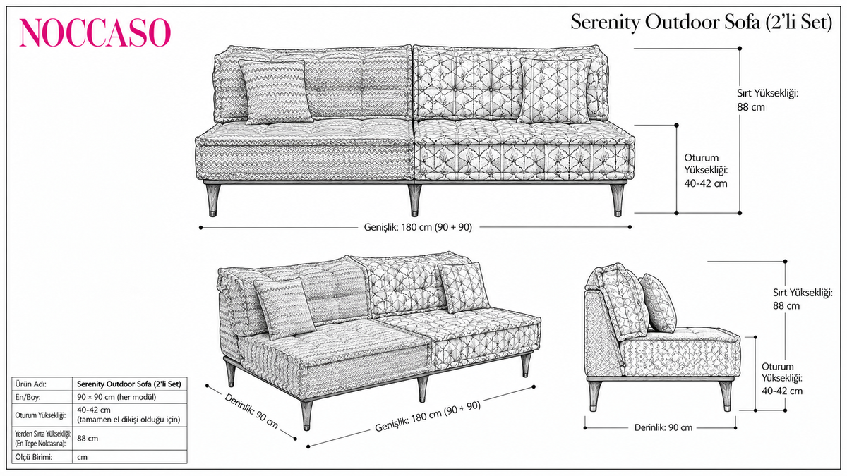 Serenity Outdoor Sofa (2'li Set)