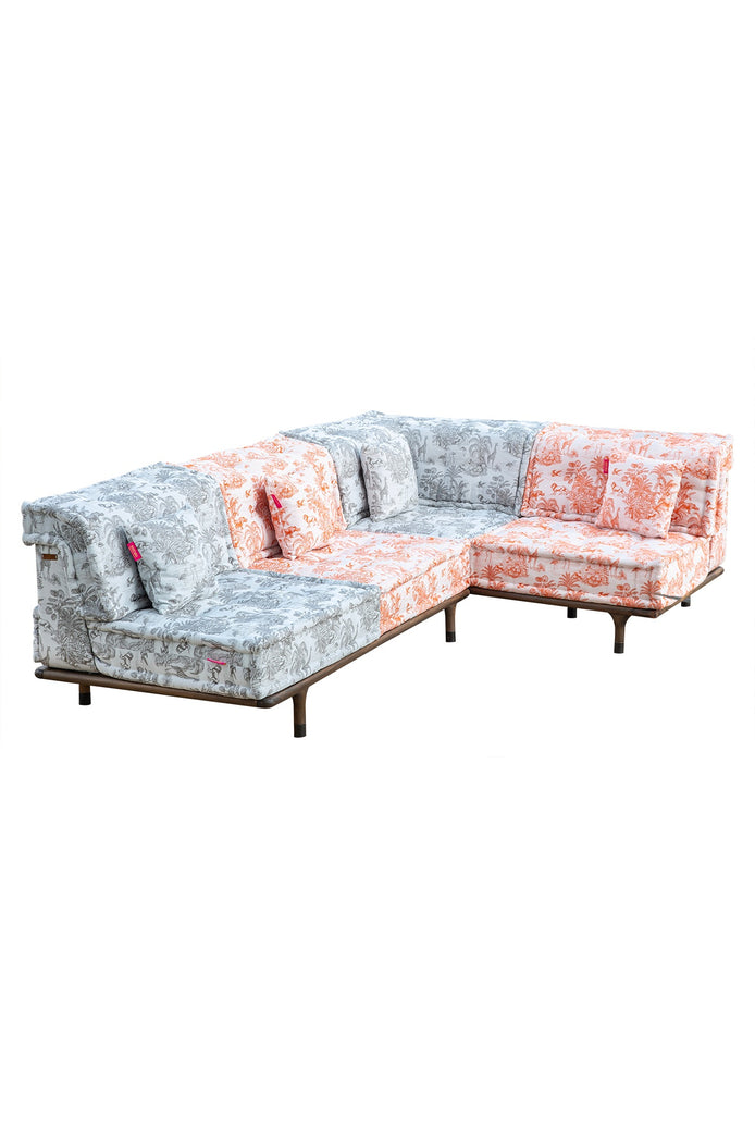 Majorella Outdoor Sofa Set Grey &amp; Orange
