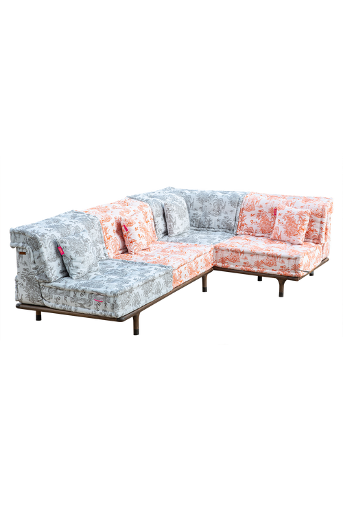 Majorella Outdoor Sofa Set Grey &amp; Orange