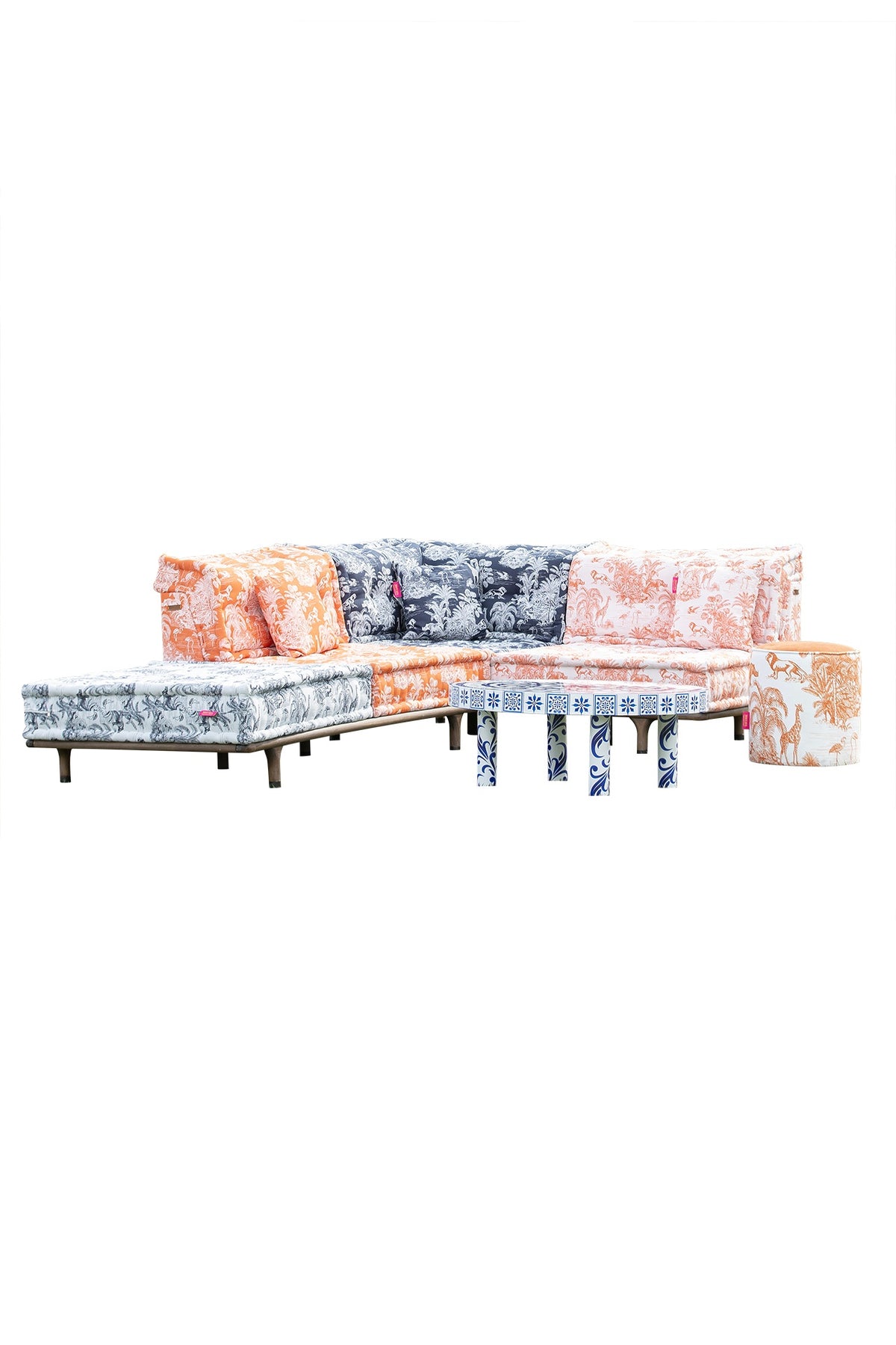Majorelle Outdoor Sofa Set Navy-Blue & Orange