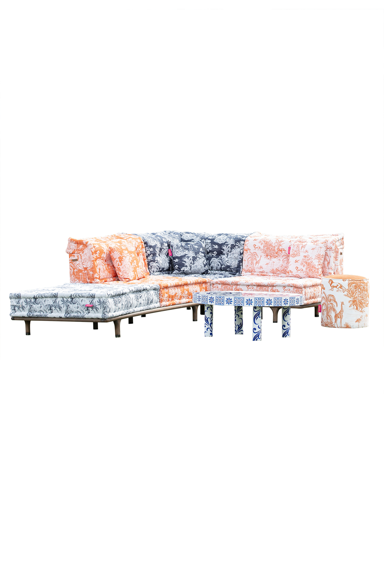 Majorelle Outdoor Sofa Set Navy-Blue & Orange