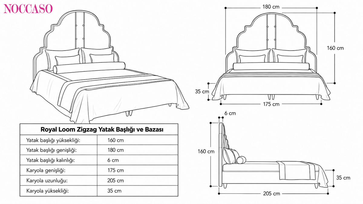 Royal Loom Zigzag Yatak Başlığı ve Bazası