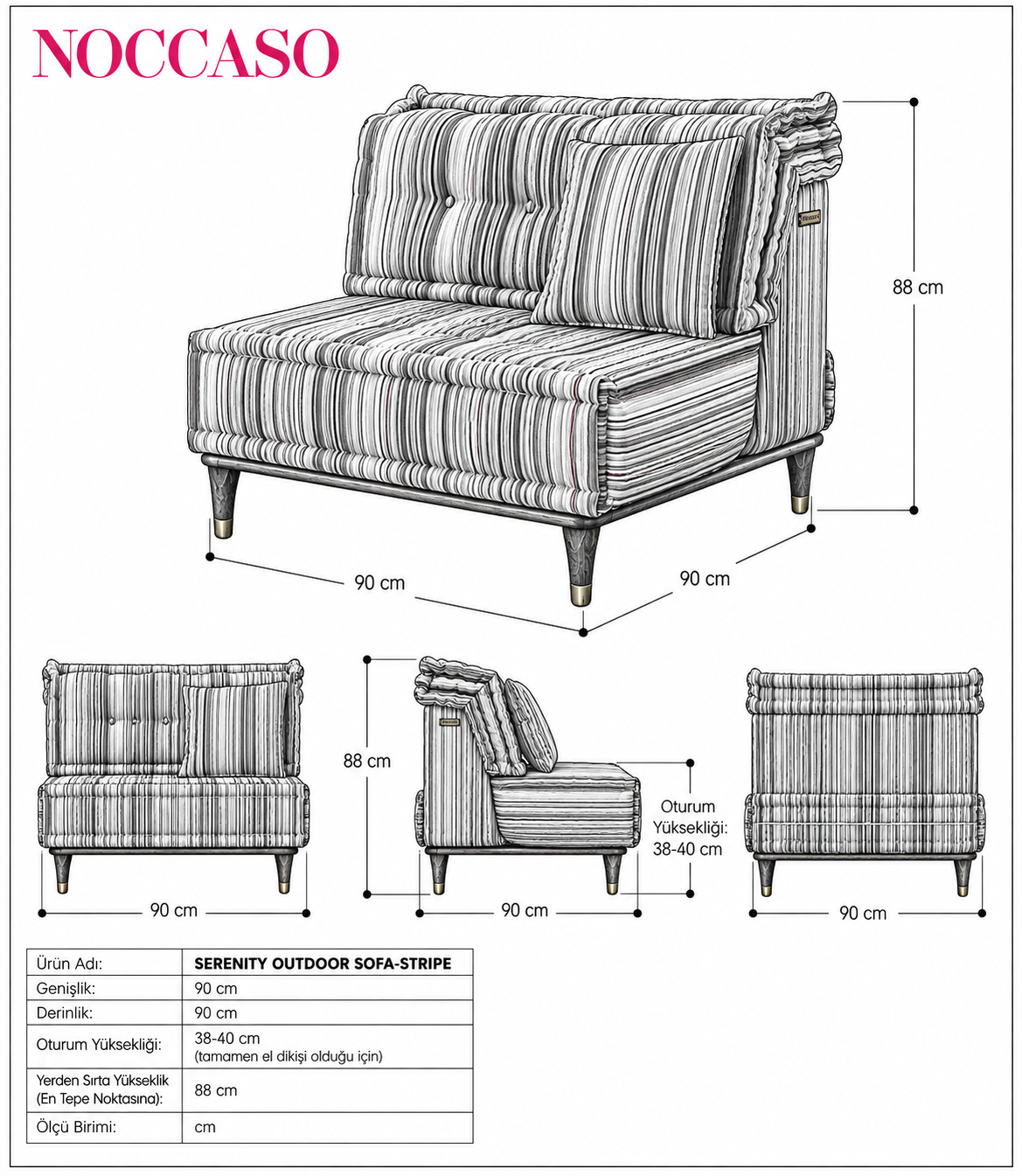 Serenity Outdoor Sofa-Stripe
