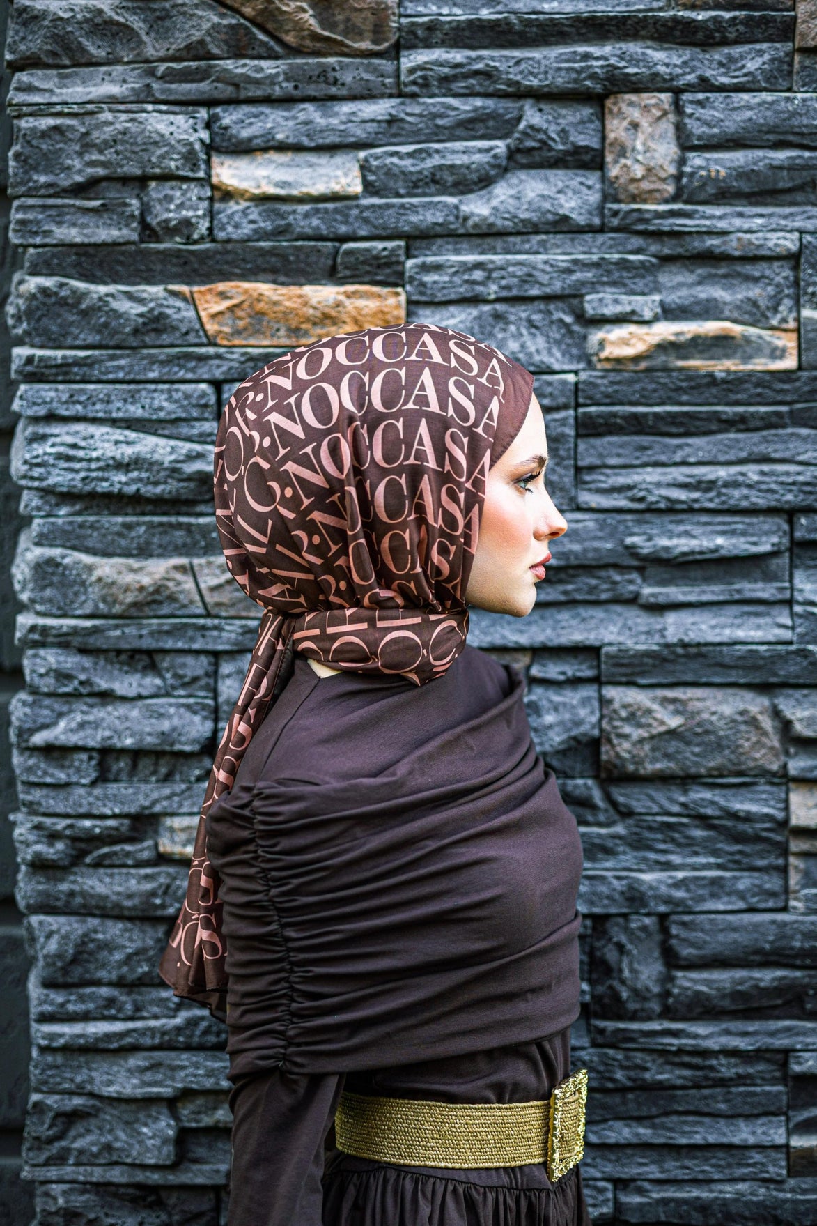 Monogram Desen Şal / Brown